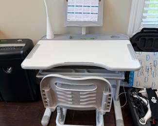 #43 Child Desk with Pull Out Drawer, Chair & Lamp $60.00