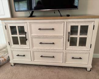 #73 Shaybrook Antique White Dresser 65x19x40 $550.00