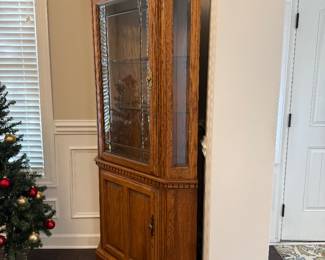 #27 Oak Corner Cabinet Lighted 40x81 $125.00