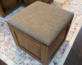 #54 Cresent Furniture Co. Glass Top Coffee Table with 4 rolling storage seats 42x33 $375.00