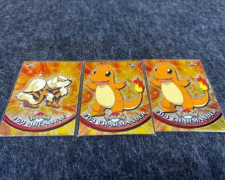 Pokemon #59 Arcanine and (2) Pokemon #04 Charmander Topps Chrome Cards