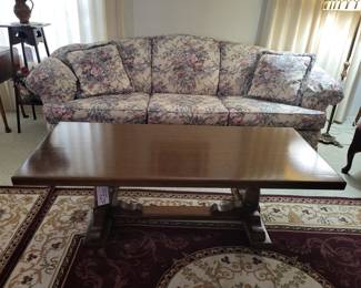 Tiger Oak trestle coffee table 