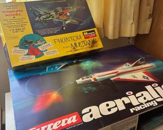 American version of Carrera Jet racing game & Monogram 1/32 Phantom 51D Mustang motorized model kit