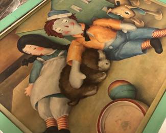 Raggedy Ann and Andy lithograph art print
