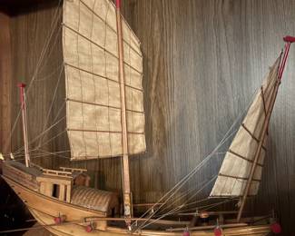 Wooden model of traditional Chinese junk ship 