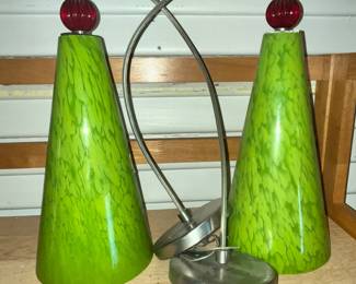 BEAUTIFUL PAIR OF GLASS PENDANT LIGHTS