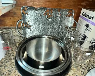 DECORATIVE PEWTER SERVING TRAY