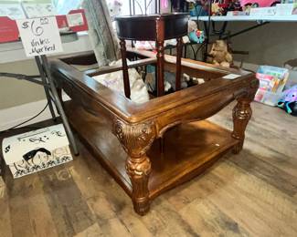 HEAVY, ORNATE COFFEE TABLE - NEEDS 1 GLASS PANEL