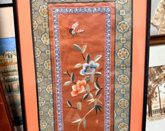 Framed silk textile art
