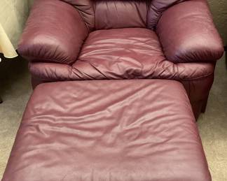 Maroon chair  32x42x32 with ottoman 30x25x16