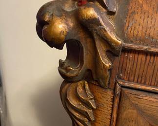 Detail of top Corner of Victorian Bookcase
