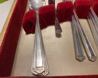 Art Deco silverplate Flatware Set in original Box...set of 8 place settings