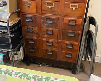 Antique Legal File...five piece stacking with top and base with three sections, two with bakelite handles, one with brass. Size is perfect for DVDs