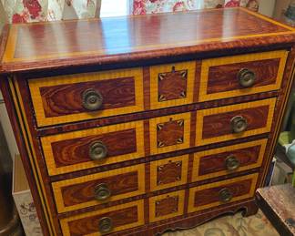 Bohemian Folk Art Hand-Painted Four Drawer Wood Dresser...made to resemble wood grain
