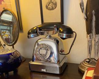 Chrome & Bakelite Vintage Working Restored 30s Dial Telephone (was a European phone restored for use in US)