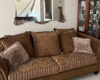 Formal LIving Room Sofa, has matching loveseat and coordinating occasional chair and ottoman, Wall Mirror