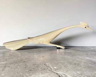 Freeman McFarlin Pottery Roadrunner Bird Figurine #166 White MCM 17.75” $195.00