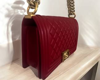 Chanel Caviar Leather Old Medium Quilted Red Boy Bag (appt required)
