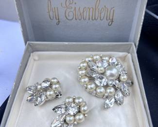 Vintage Signed Eisenberg Brooch and Clip on Earrings $175.00