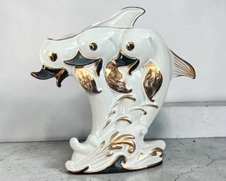 LOFISA TRIPLE DOLPHIN ON WAVES RARE VASE ROYAL HICKMAN $145.00