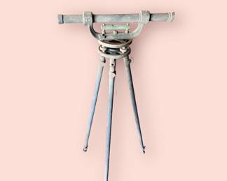 Antique Vtg L S Starrett Surveyor Transit Level with Original Metal Tripod Stand $185.00