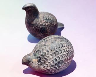Vintage Cast Iron Pair of Quail