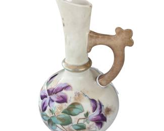 Antique Robert Hanke Porcelain Ewer, Bohemian Art Nouveau Floral Pitcher $65.00
