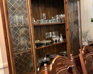 Dining room table and chairs and hutch