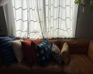 Vintage textiles and 70s Stouby leather sectional