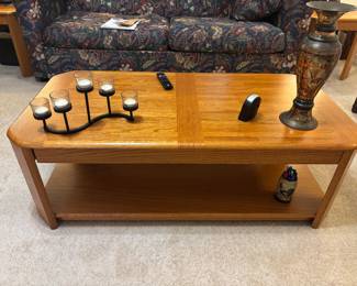 Oak coffee table on castors $175.00   47" L 24" D 16"T