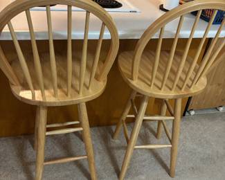 (2) Light Oak Bar Stools $150.00 pair  18'w 16.5"d 45"t  seat to floor 29"