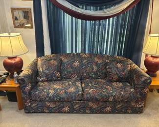 Sleeper Sofa Green Floral Paisley $400.00    82" L 35"D 32"T