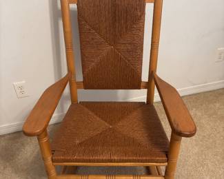 Oak Rocker w woven Rush seat & Back $180.00   27"w 20"d 46"t