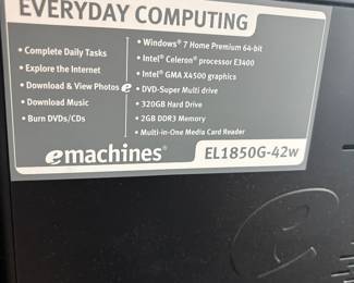  Emachine Computer w windows 7 $100.00 (Monitor, keyboard, hard drive)