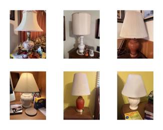 Several vintage table lamps
