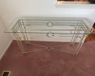 Glass and Metal Sofa Table