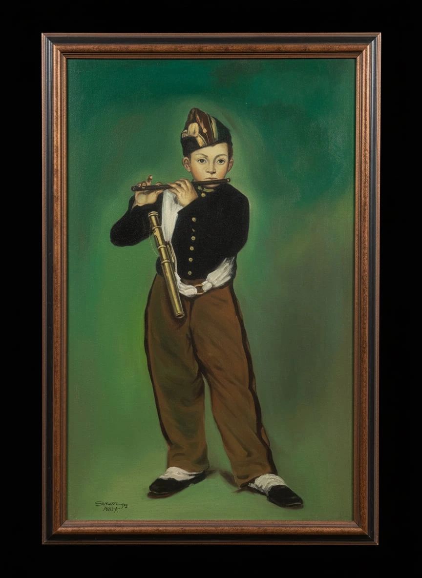 Samson Manila Oil Painting of a Young Flutist