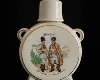 Tapio Romanian Folk Art Ceramic Flask
