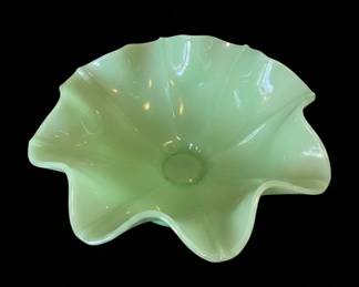 Vintage Fenton Jadeite Ruffled Edge Console Bowl