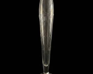 Vintage Etched Glass and Sterling Silver Champagne Flute