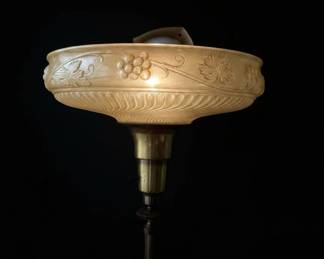 Vintage Art Deco Torchiere Floor Lamp with Molded Glass Shade
