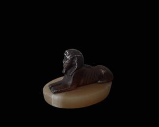 Vintage Bronze Sphinx Paperweight on Alabaster Base