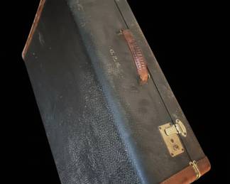 Vintage Hardshell Suitcase with Leather Trim