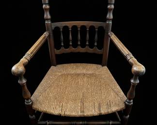 Antique Lancashire Spindle Back Armchair with Rush Seat second image