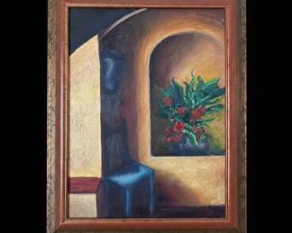 Still Life with Chair and Flowers Oil Painting