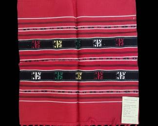 Vintage Romanian Handwoven Folk Art Textile Tismana Woven Fringe Red Black White