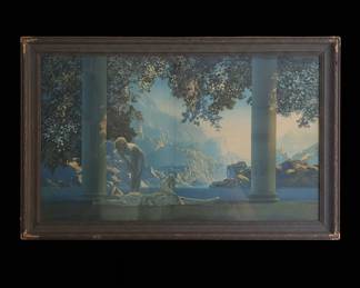 Maxfield Parrish Daybreak Lithograph Print with Original Frame