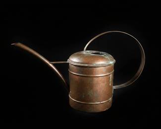 Vintage Copper Watering Can with Long Spout and Curved Handle
