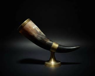 Vintage BrassMounted Drinking Horn