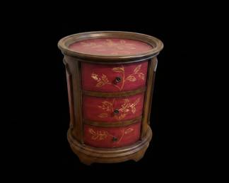 Red Demilune Chest with HandPainted Floral Design